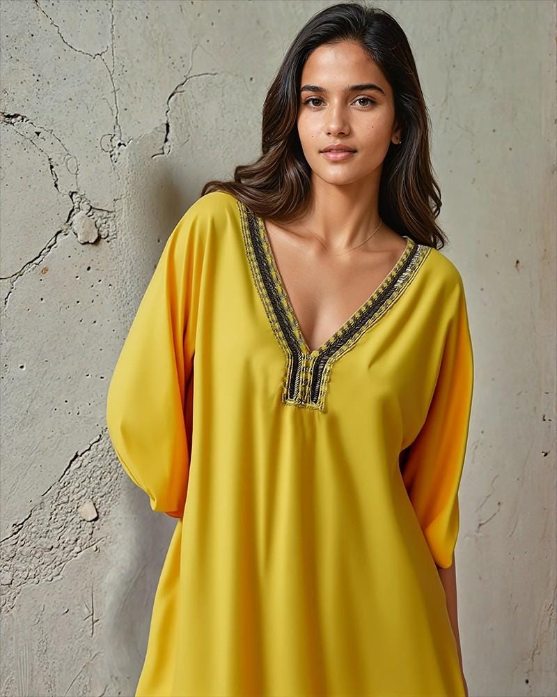 Mellow Yellow Beaded Kaftan