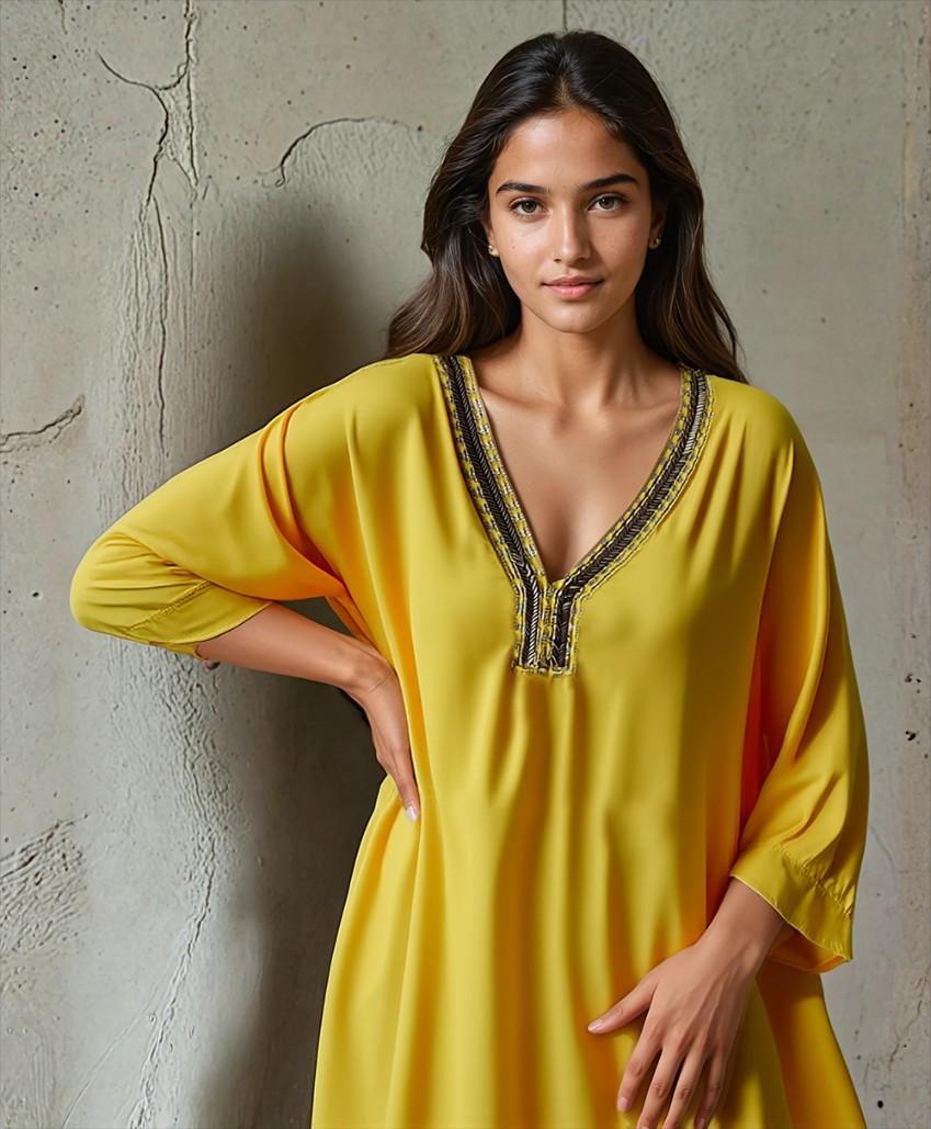 Mellow Yellow Beaded Kaftan