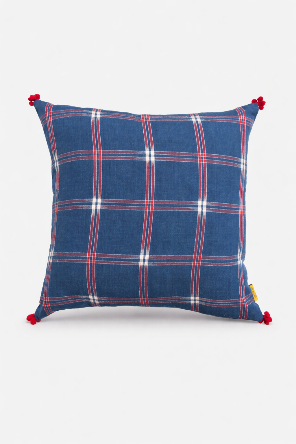 Blue Plaid Ikat Cushion