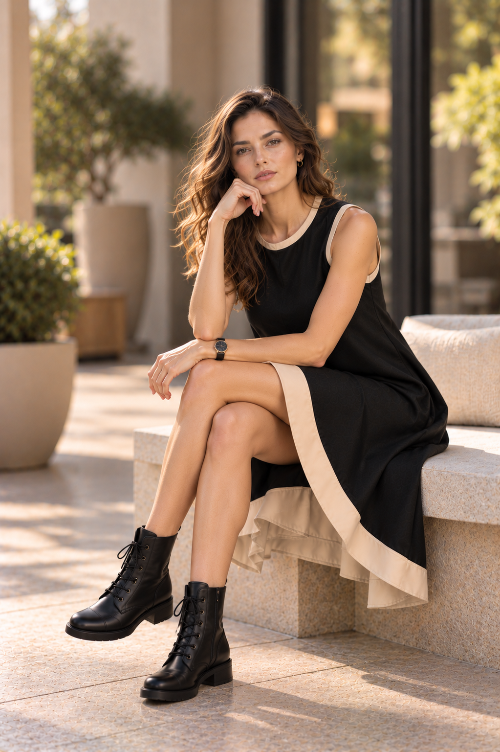 Serene Black Midi Dress