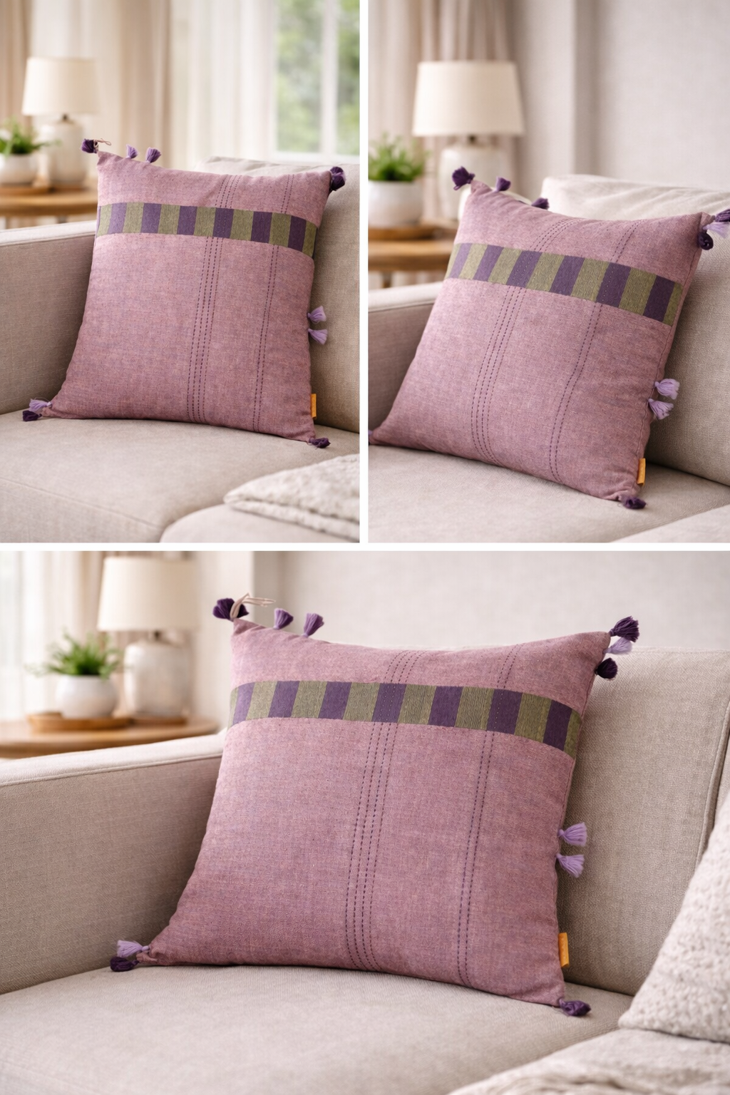Stripe Minas Khadi Cushion