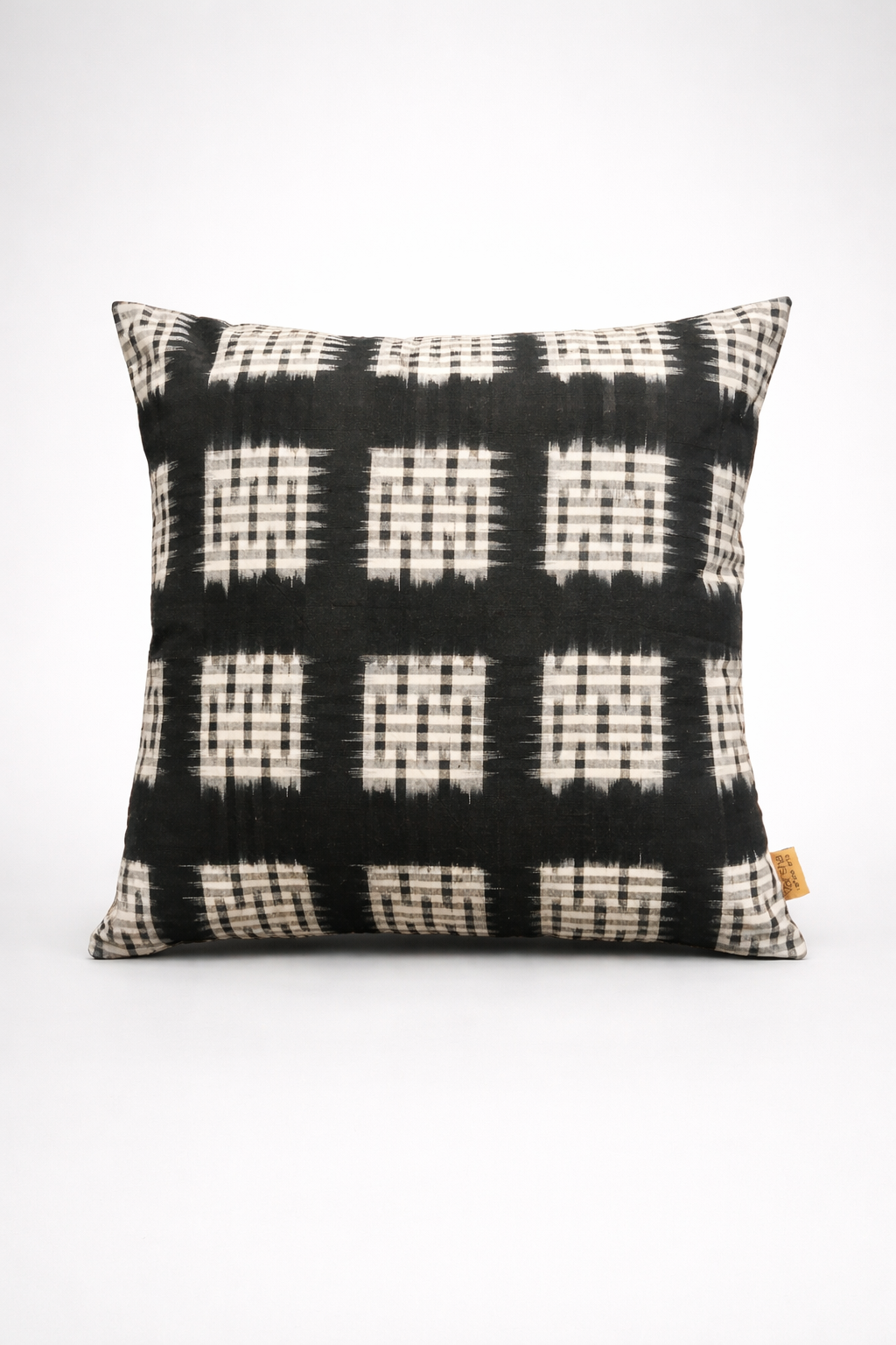 Dropped Check Ikat Cushion