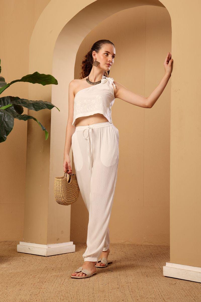 White Women's Viscose Harem Pants