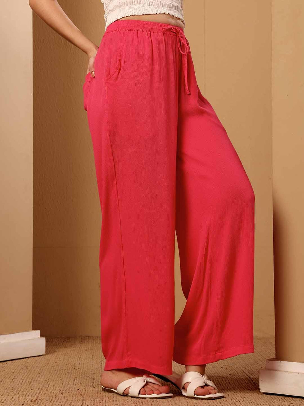 Pink Women's Wide Leg Pants