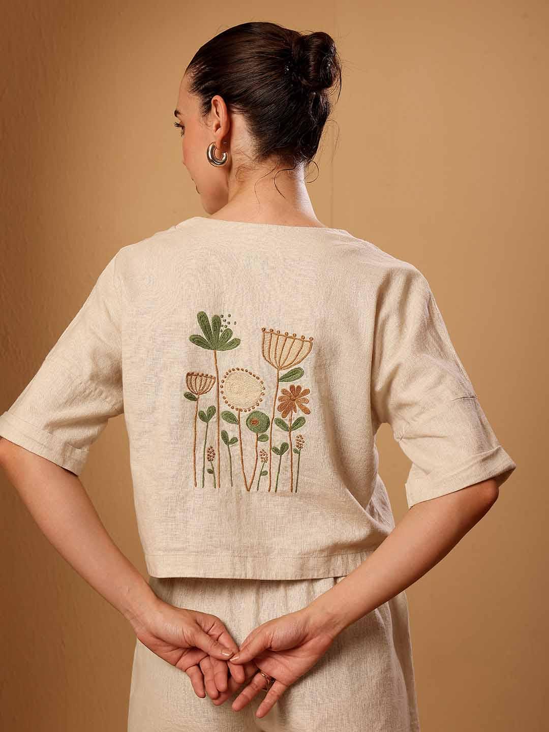 Beige Cotton Linen Co-ord set