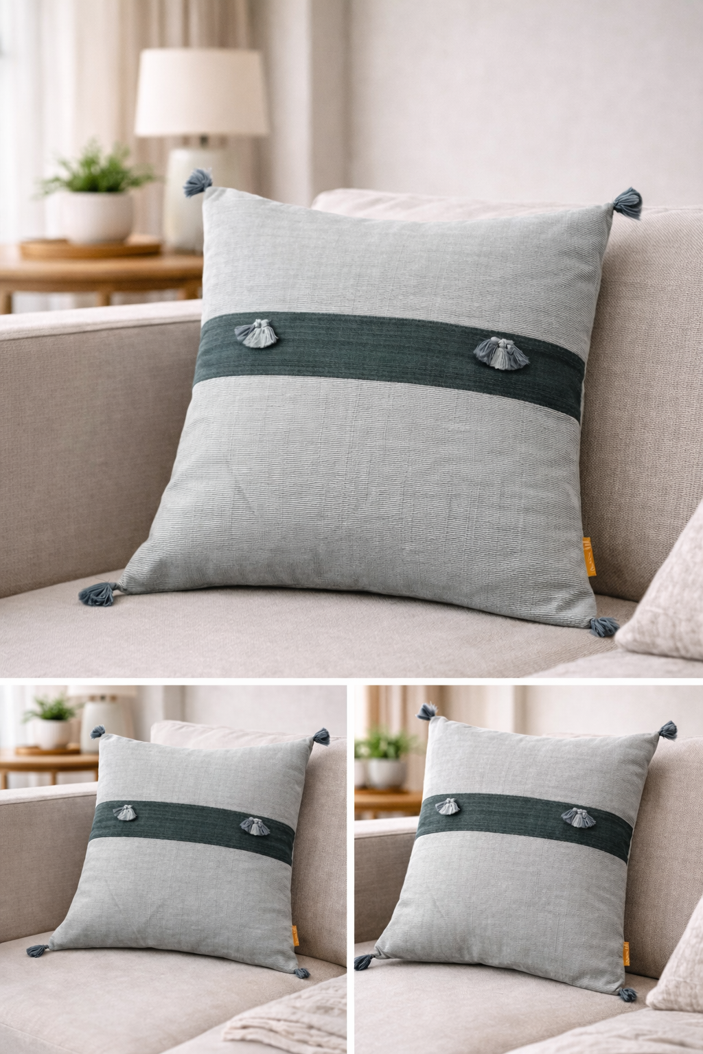 Minas Khadi Dual Stripe Cushion