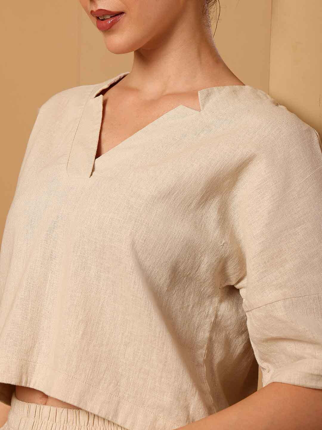 Beige Cotton Linen Co-ord set