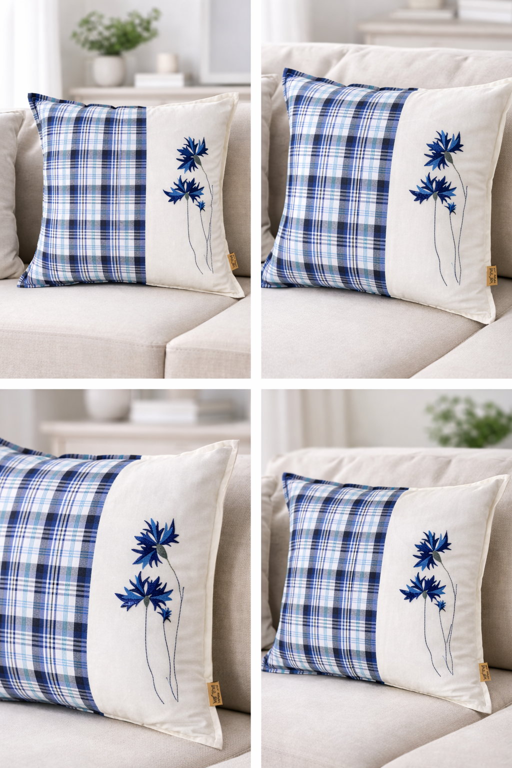 Floral Checks Cushion