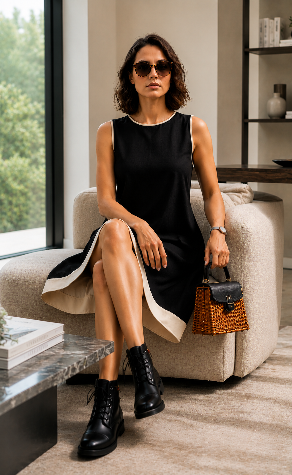 Serene Black Midi Dress
