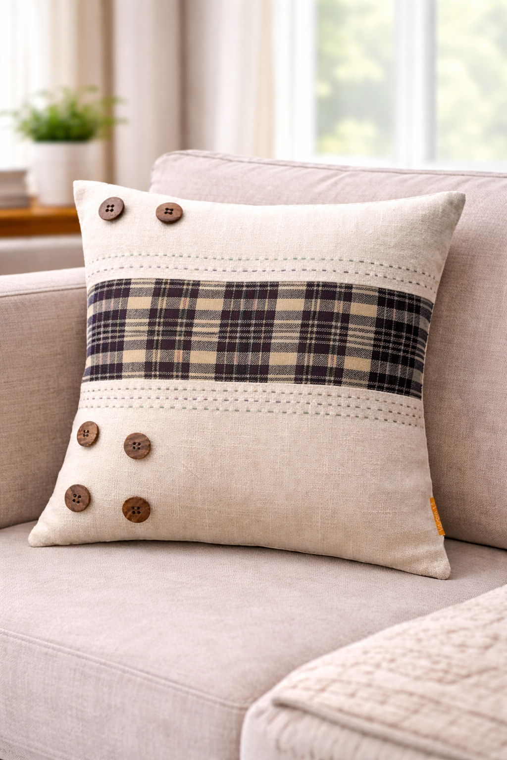 Tartan White Stripe Cushion