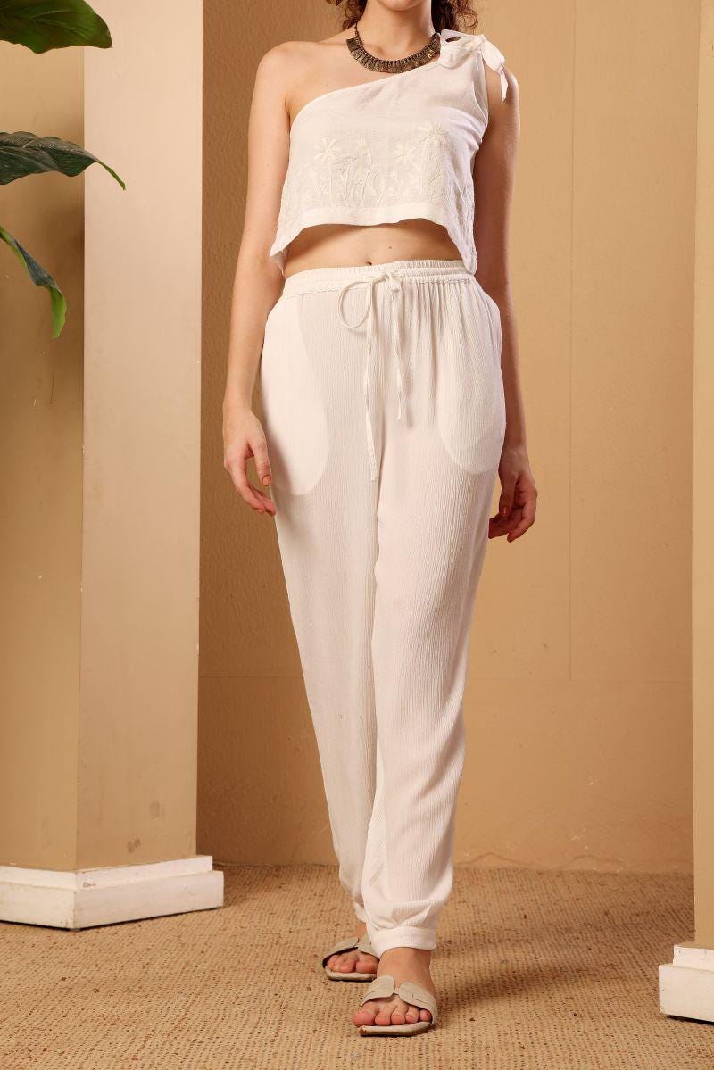 White Women's Viscose Harem Pants