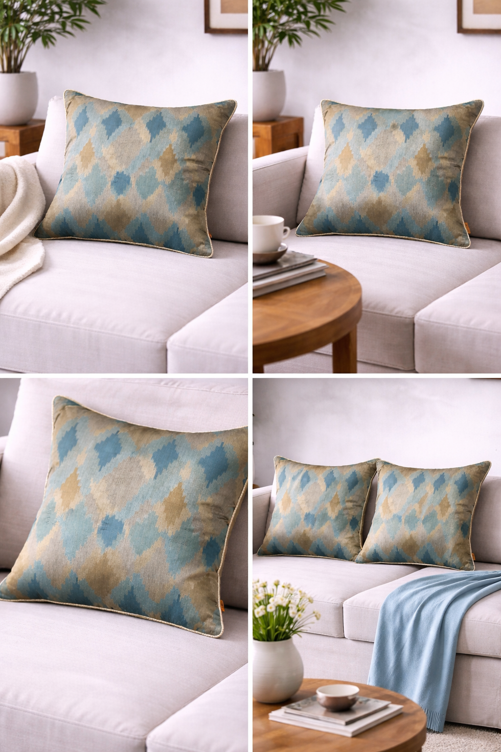 Multi Diamond Ikat Cushion
