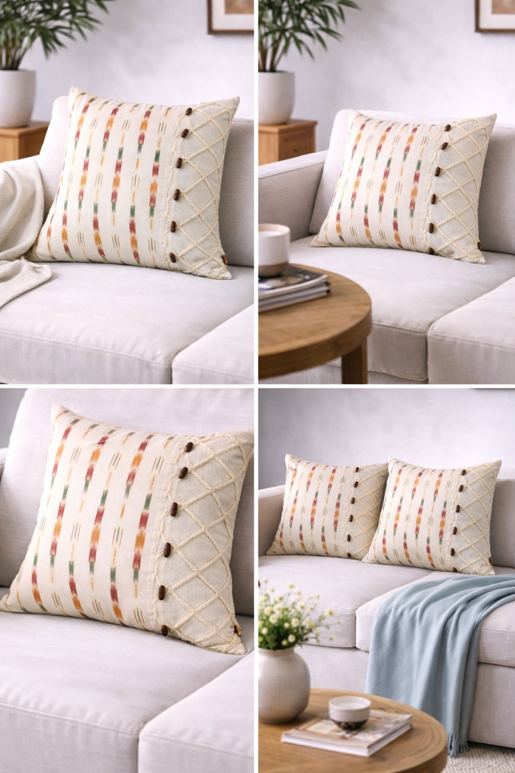 Vertical Cubic Ikat Cushion