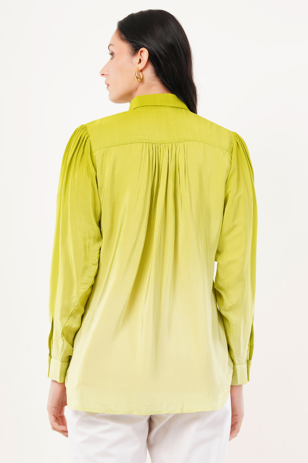 Green Ombre Meadow Embroidered Shirt