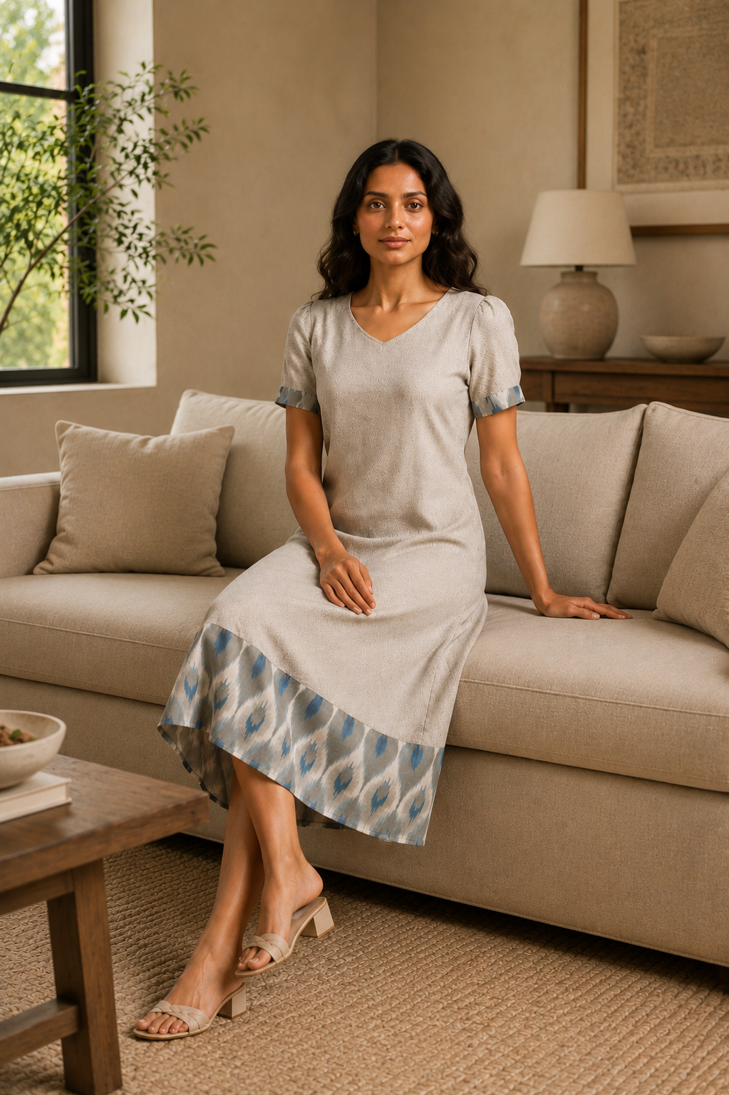 Blue Echo Midi Dress