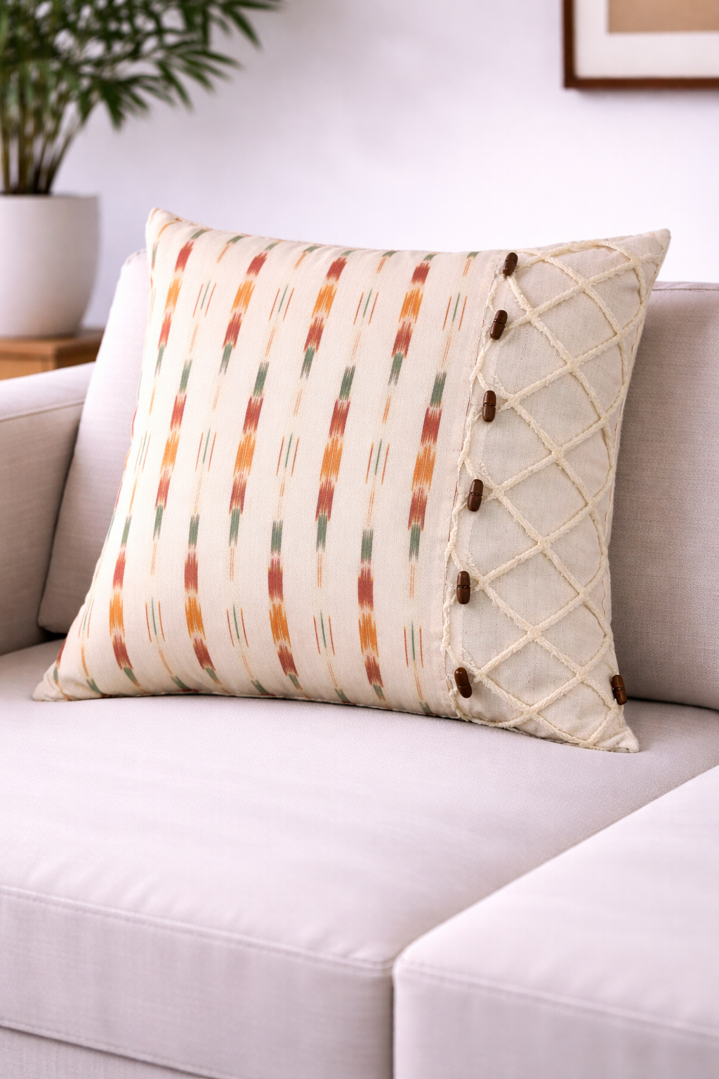 Vertical Cubic Ikat Cushion