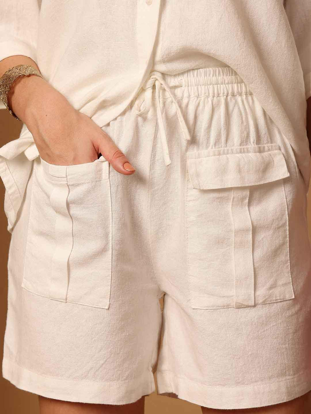 White Viscose Linen Co-ord set