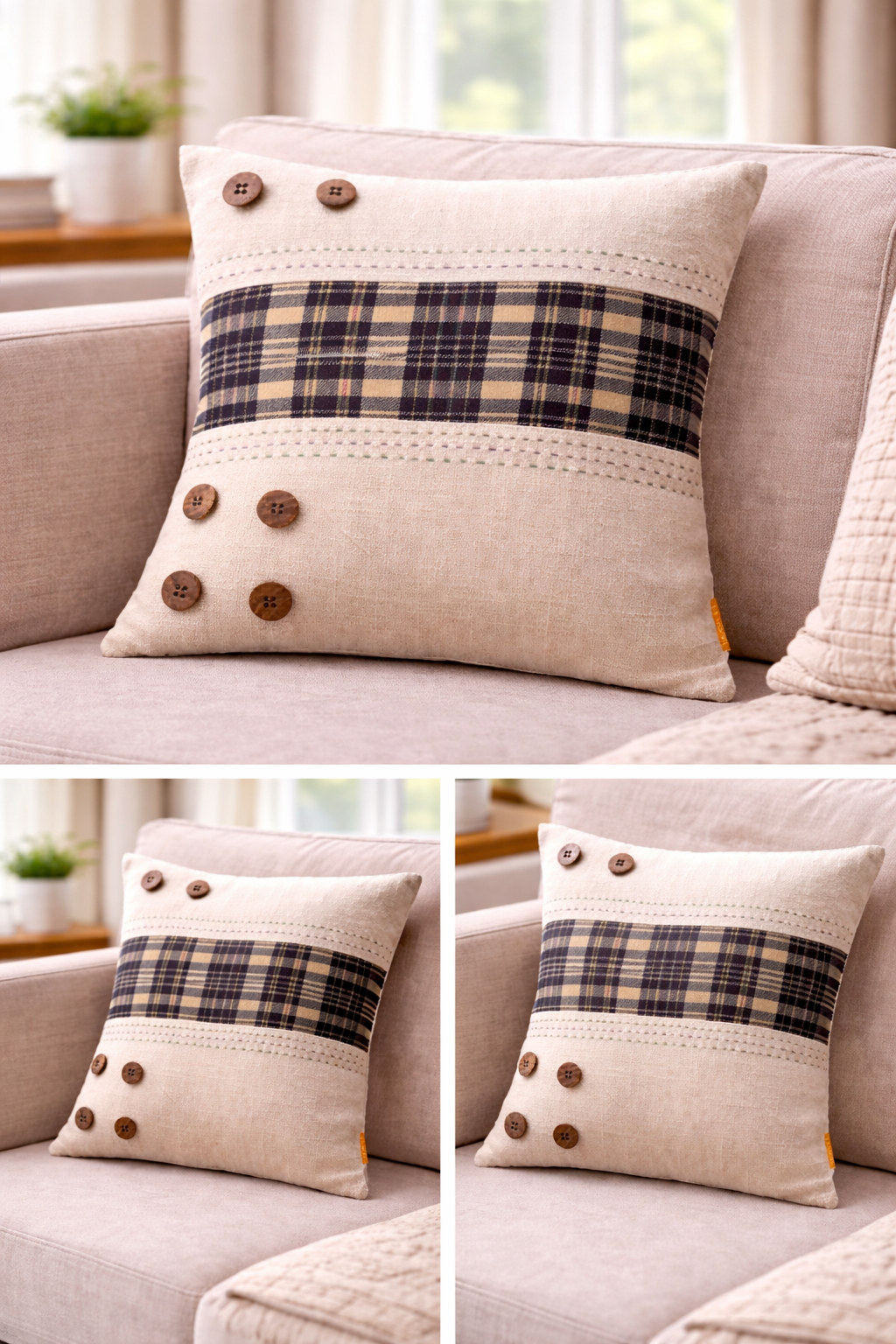 Tartan White Stripe Cushion