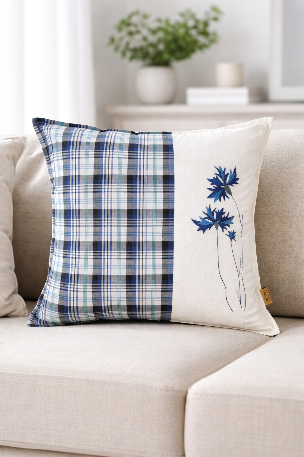 Floral Checks Cushion