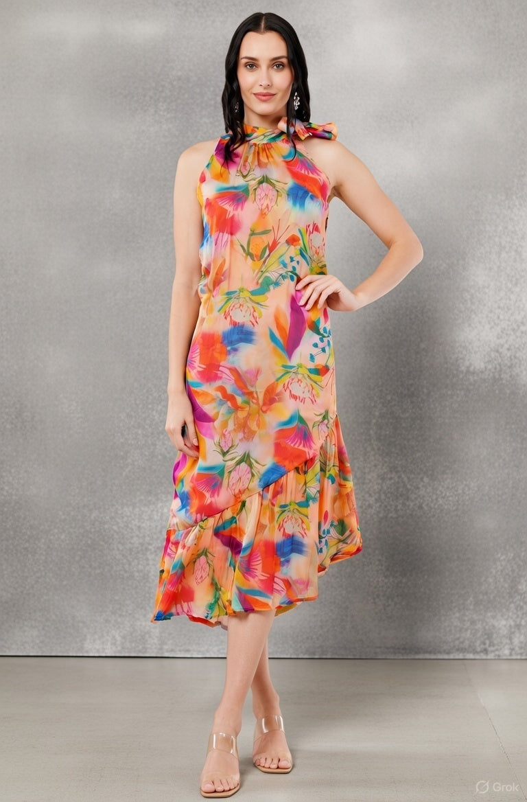 Tropical Bloom Printed Long Dress