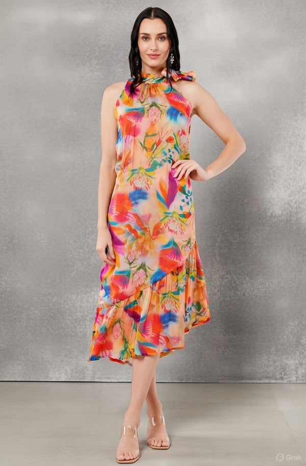 Tropical Bloom Printed Long Dress