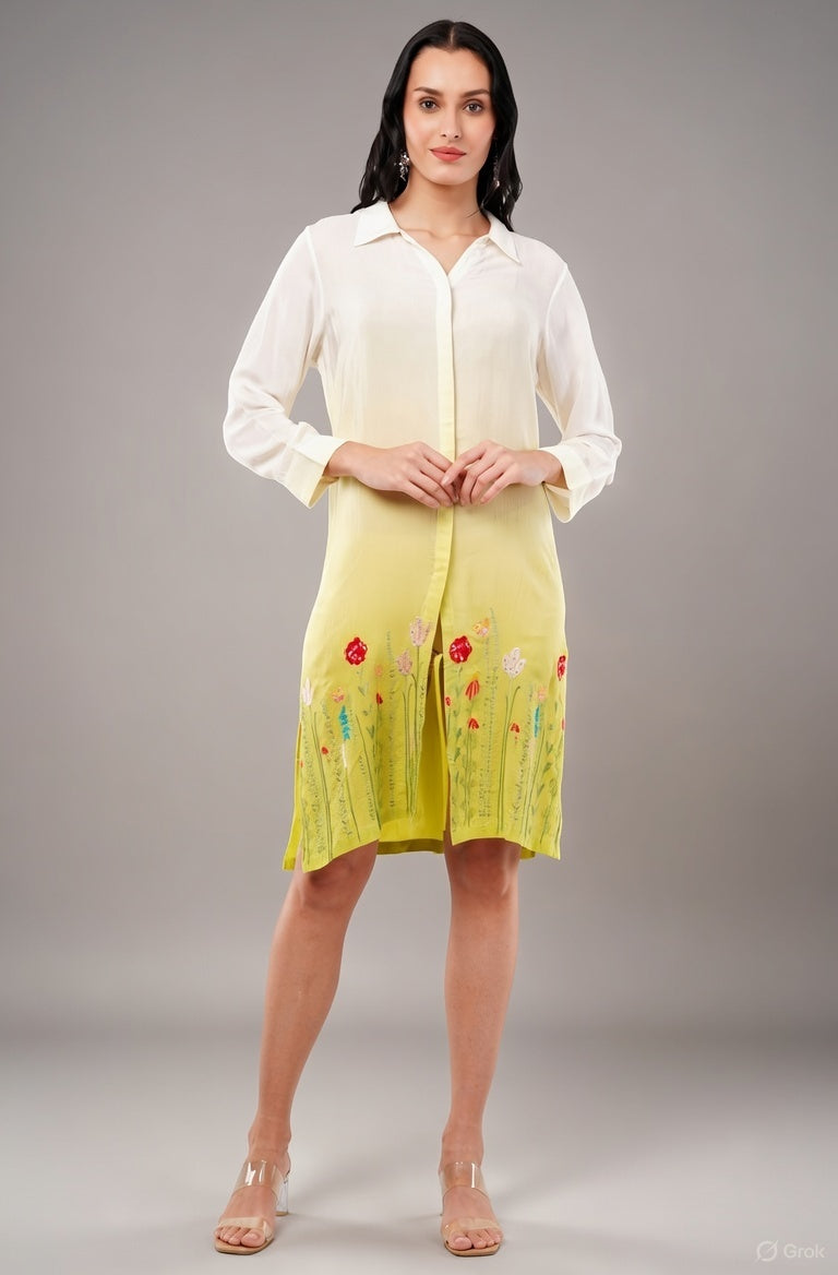 Lime Green Embroidered Shirt