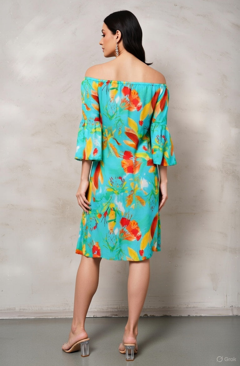 Aqua Paradise Floral Dress