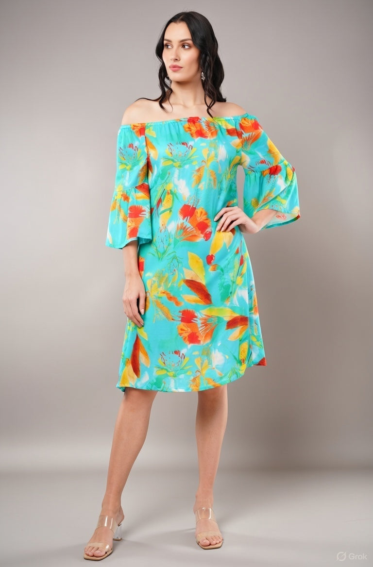 Aqua Paradise Floral Dress