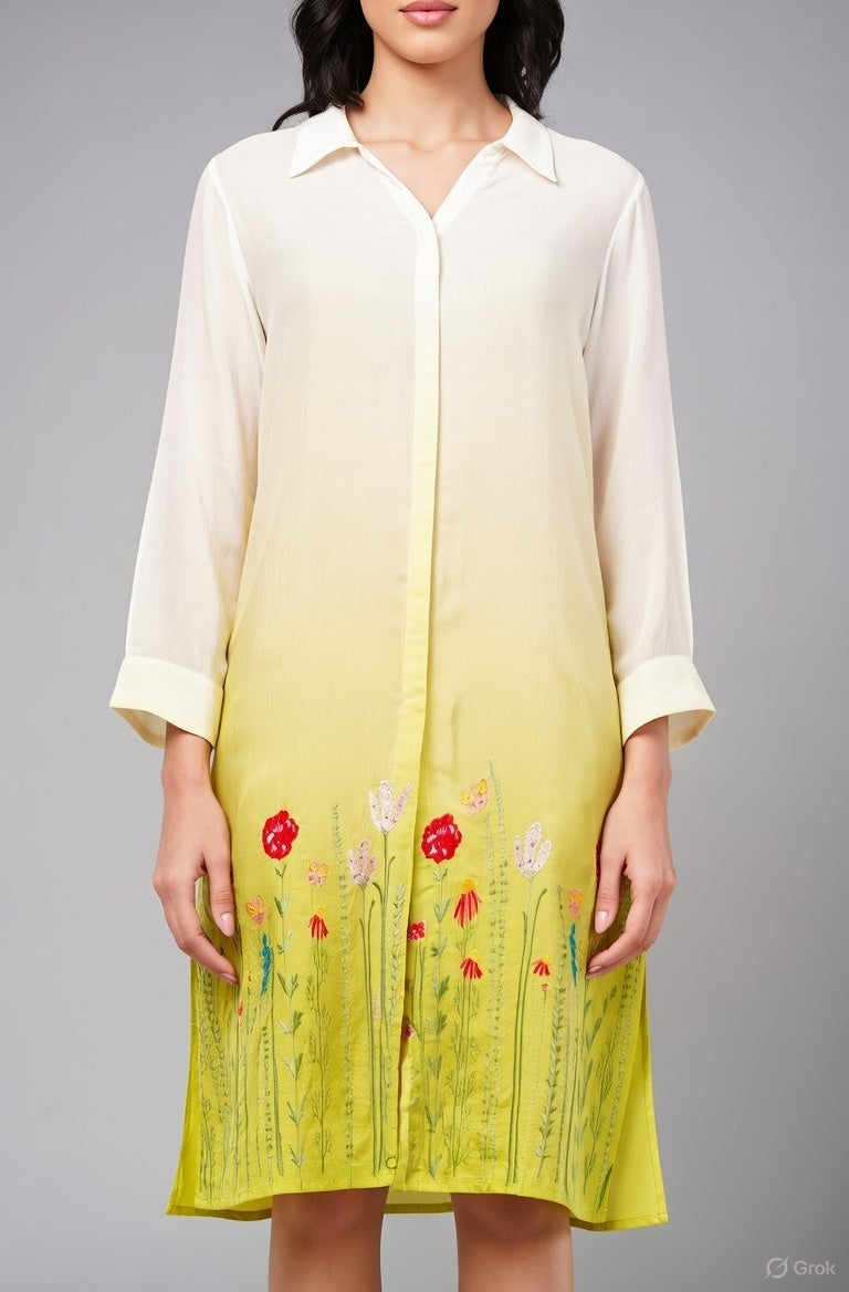 Lime Green Embroidered Shirt