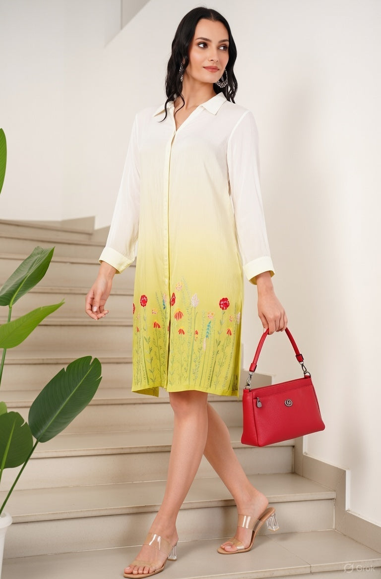 Lime Green Embroidered Shirt