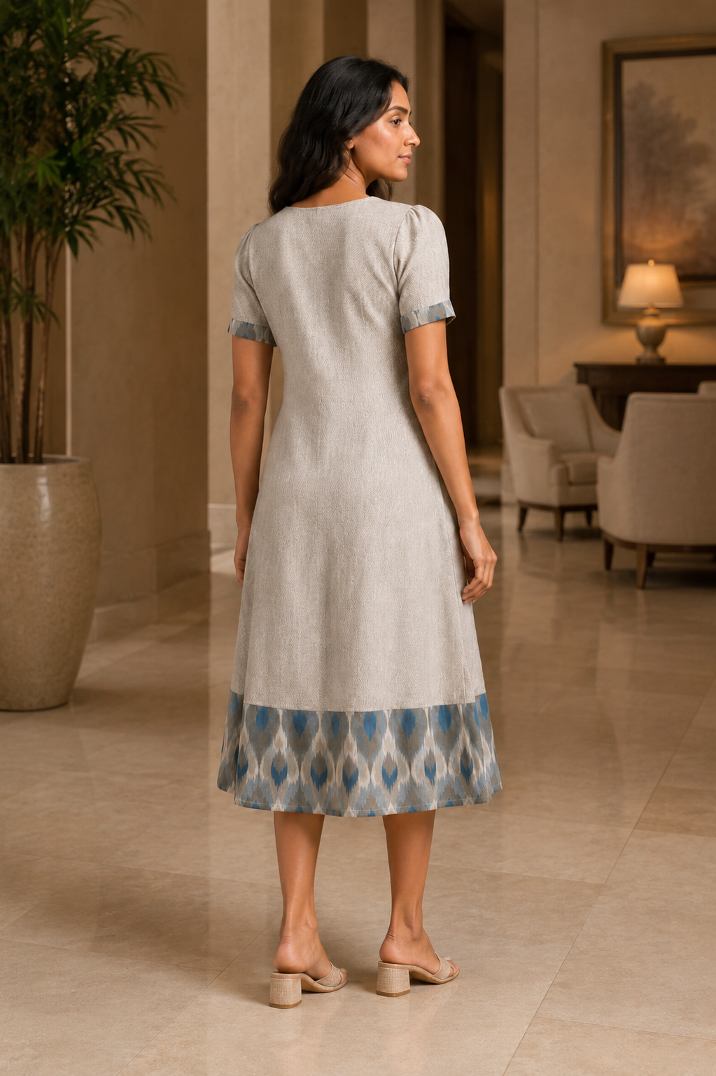 Blue Echo Midi Dress